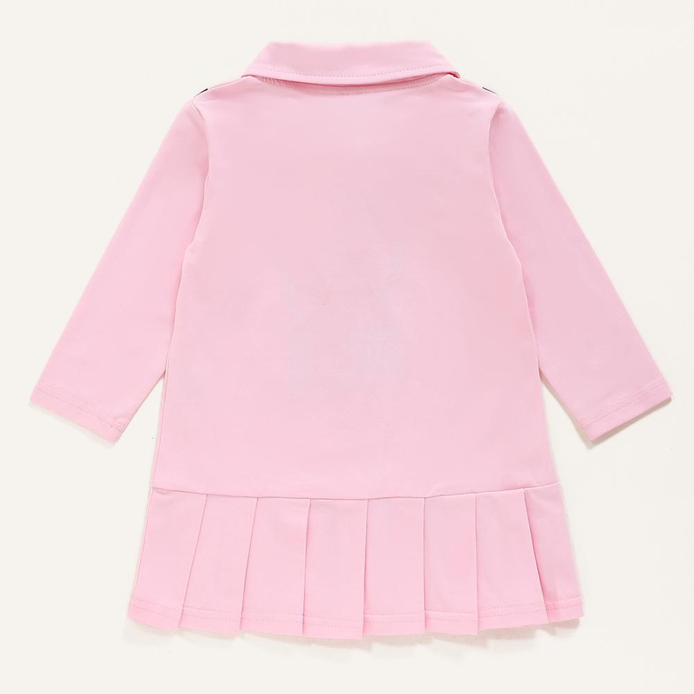 Baby Girls Camera Printed Lapel Long Sleeve Pleated Dress Baby Clothing In Bulk - PrettyKid