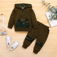 Baby Boys Camo Button Long Sleeve Hoode Top & Pants Buy Baby Clothes Wholesale - PrettyKid