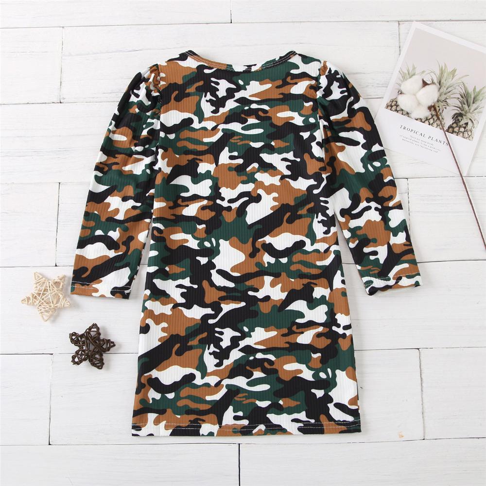 Girls Camo Crew Neck Daily Long T-shirts Wholesale Little Girls Clothes - PrettyKid