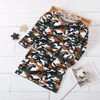 Girls Camo Crew Neck Daily Long T-shirts Wholesale Little Girls Clothes - PrettyKid