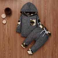 Baby Boys Camo Hooded Long Sleeve Cartoon Top & Pants Baby Wholesale - PrettyKid