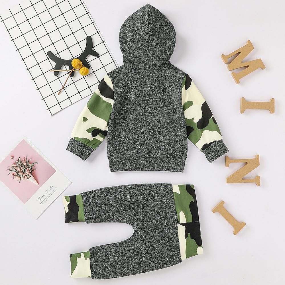 Baby Boys Camo Hooded Top & Trousers Baby Boutique Clothing Wholesale - PrettyKid