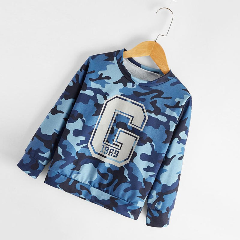 Boys Camo Letter G Printed Long Sleeve T-shirt Wholesale Toddler Boy Clothes - PrettyKid