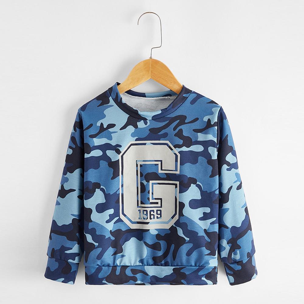 Boys Camo Letter G Printed Long Sleeve T-shirt Wholesale Toddler Boy Clothes - PrettyKid