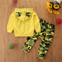 Baby Girls Camo Letter Print Hooded Long Sleeve Top & Pants Wholesale Baby - PrettyKid