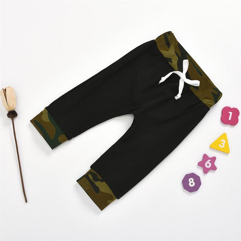 Baby Boys Camo Letter Printed Hooded Long Sleeve Top & Pants Wholesale - PrettyKid