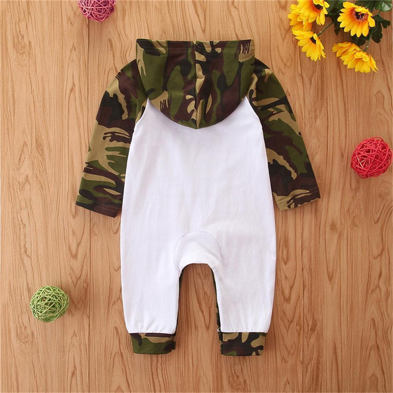 Baby Camo Letter Printed Hooded Romper Newborn Baby Clothes Wholesale - PrettyKid