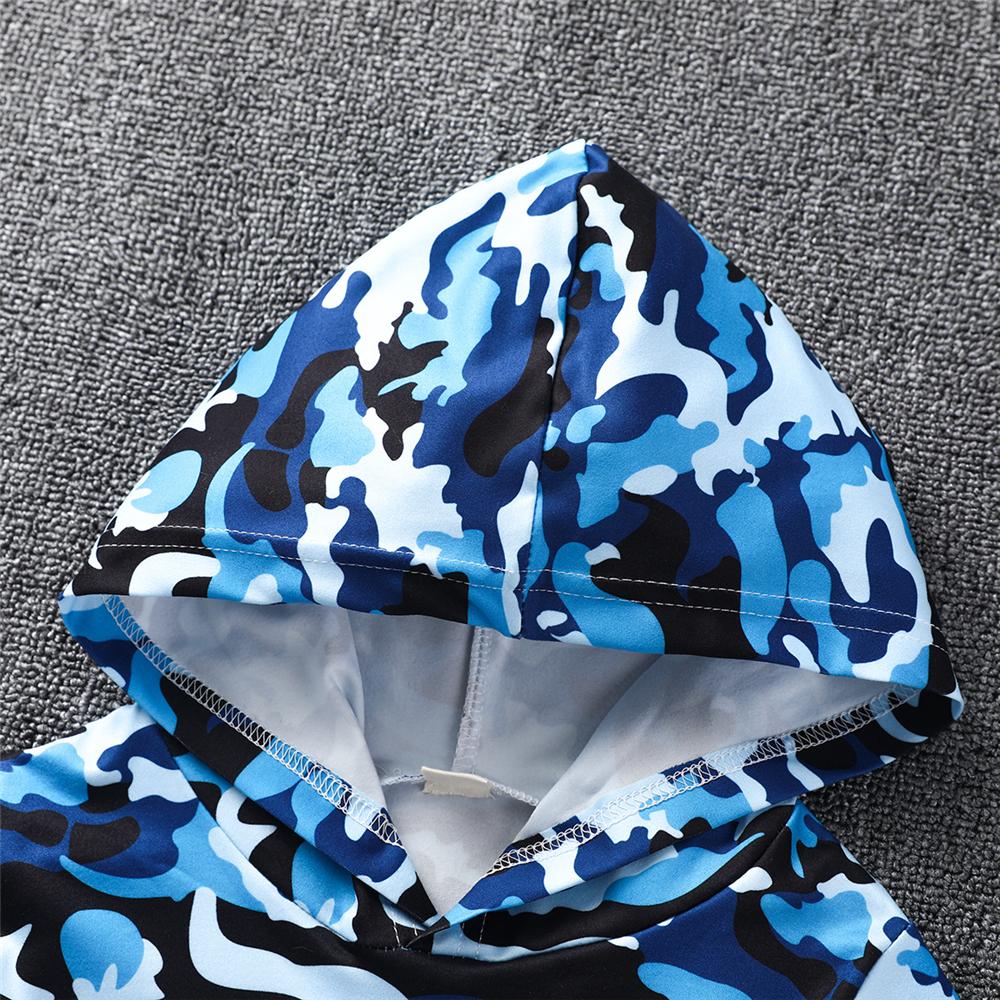 Boys Camo Letter Printed Hooded Top & Pants Boy Wholesale Clothing - PrettyKid