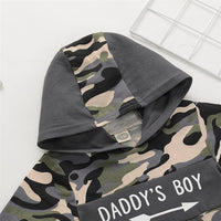 Boys Camo Letter Printed Hooded Tops & Trousers - PrettyKid