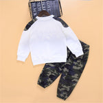 Boys Camo Letter Printed Long Sleeve Top & Pants Boy Wholesale Clothing - PrettyKid