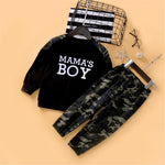 Boys Camo Letter Printed Long Sleeve Top & Pants Boy Wholesale Clothing - PrettyKid