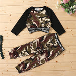 Girls Camo Letter Printed Long Sleeve Top & Pants Girl T Shirts Wholesale - PrettyKid