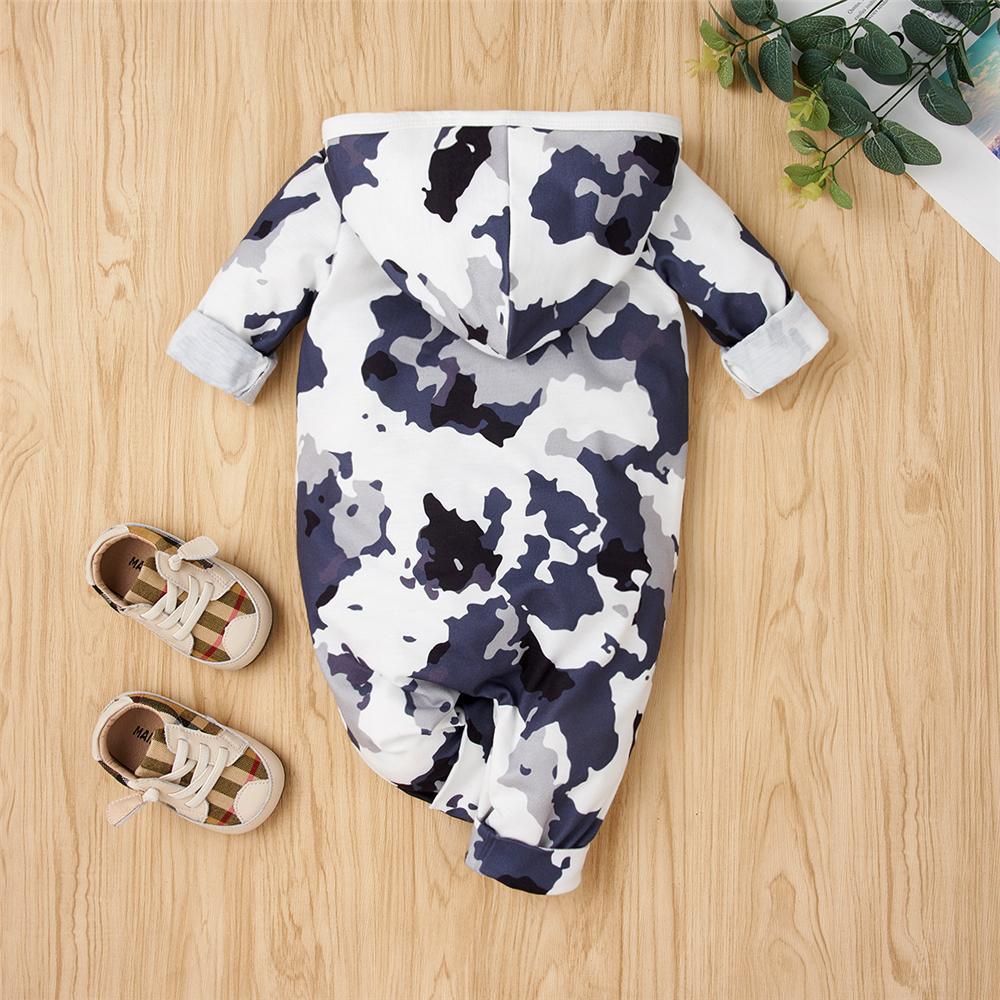 Baby Boys Camo Long Sleeve Hooded Romper Wholesale Baby Outfits - PrettyKid