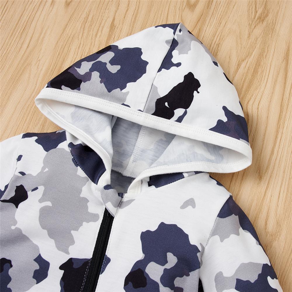 Baby Boys Camo Long Sleeve Hooded Romper Wholesale Baby Outfits - PrettyKid