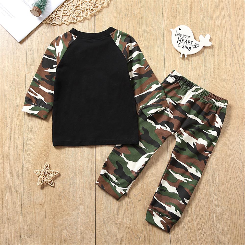 Baby Boys Camo Long Sleeve Splicing Top & Pants Baby Clothing Cheap Wholesale - PrettyKid