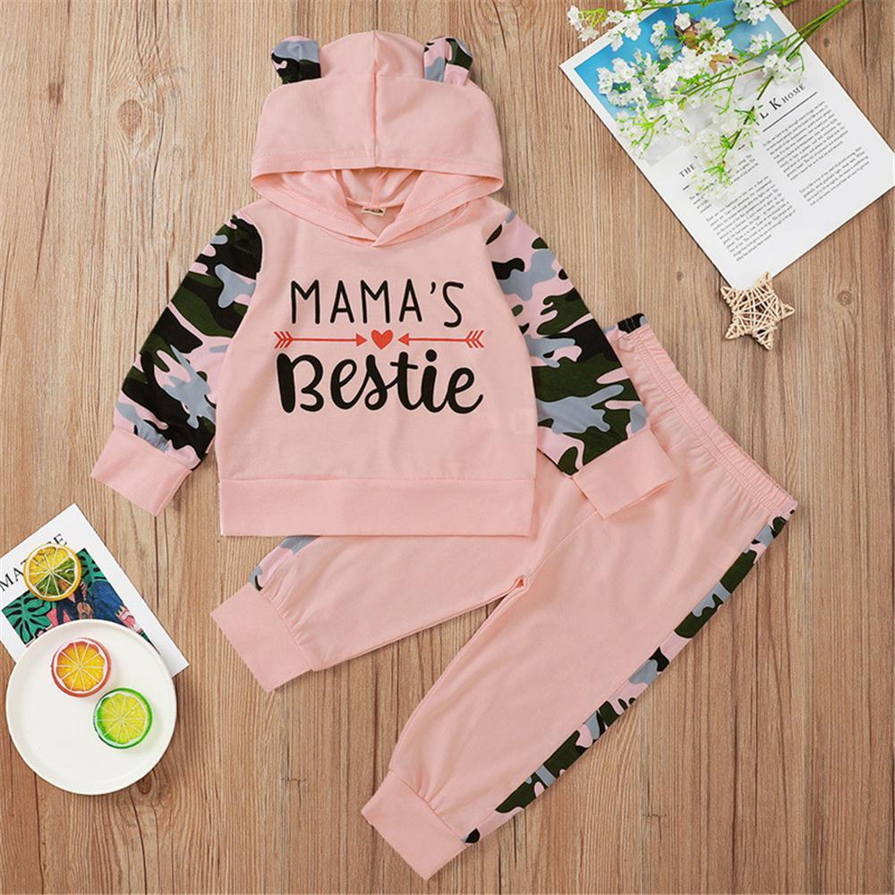 Baby Girls Camo Mama's Bestie Hooded Long Sleeve Sets Baby Wholesale Clothes - PrettyKid