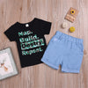 Boys Camo Nap Build Destry Repeat Printed Short Sleeve Top & Denim Shorts Boys Summer Outfits - PrettyKid