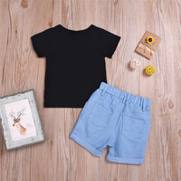 Boys Camo Nap Build Destry Repeat Printed Short Sleeve Top & Denim Shorts Boys Summer Outfits - PrettyKid