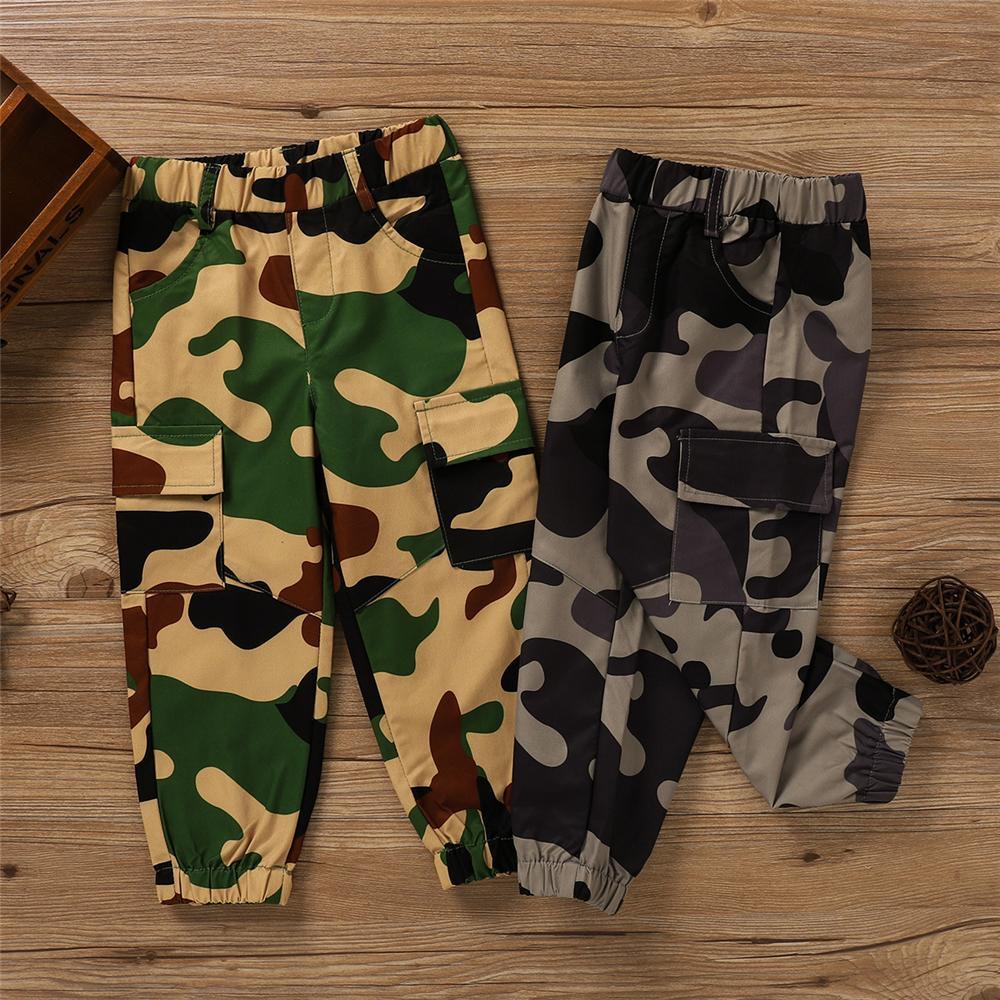 Toddler Boys Camo Pocket Elastic Waist Pants Wholesale Baby Boy Clothes - PrettyKid