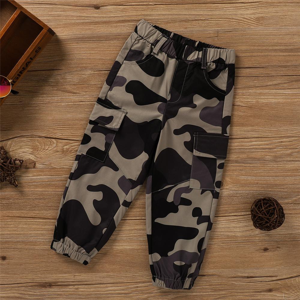 Toddler Boys Camo Pocket Elastic Waist Pants Wholesale Baby Boy Clothes - PrettyKid