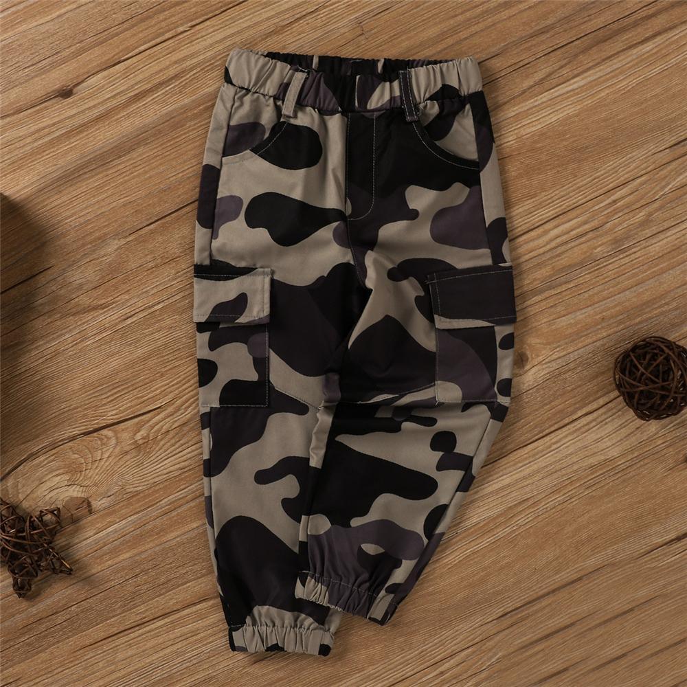 Toddler Boys Camo Pocket Elastic Waist Pants Wholesale Baby Boy Clothes - PrettyKid