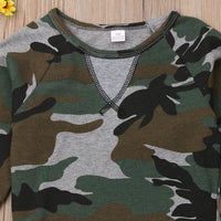 Boys Camo Printed Long Sleeve Casual Tops & Pants - PrettyKid