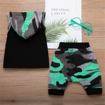 Baby Boys Camo Printed Mamas Boy Sleeveless Hooded Top & Pants Wholesale Baby Clothes In Bulk - PrettyKid