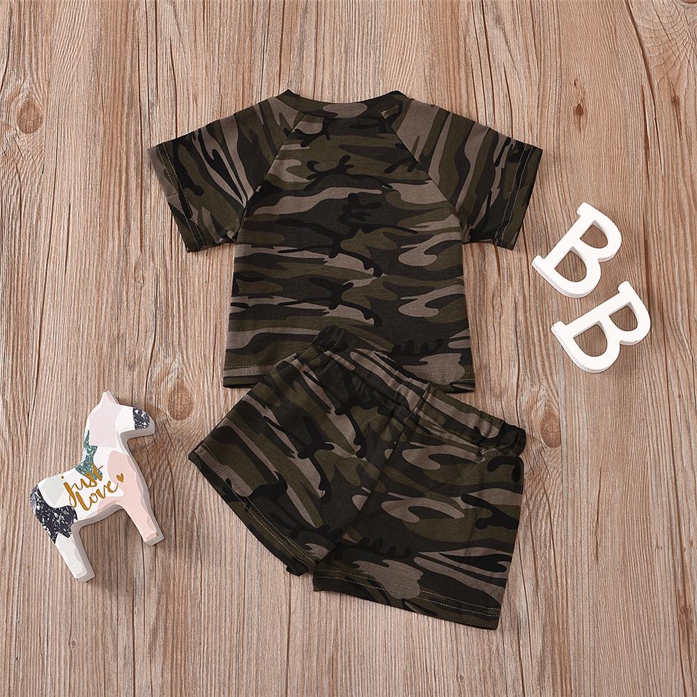 Unisex Camo Printed Short Sleeve Top & Shorts Kids Wholesale Clothing - PrettyKid