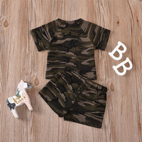 Unisex Camo Printed Short Sleeve Top & Shorts Kids Wholesale Clothing - PrettyKid