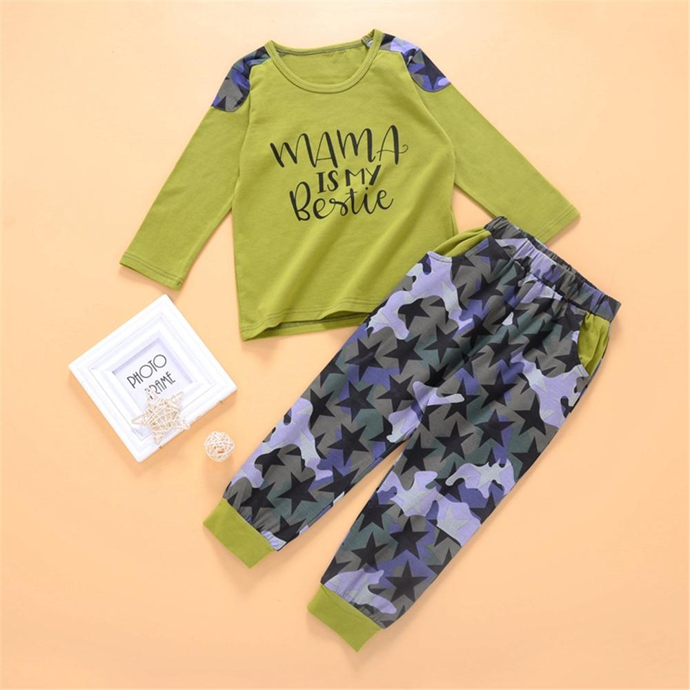 Toddler Unisex Camo Star Letter Printed Top & Pants Childrens Wholesalers - PrettyKid