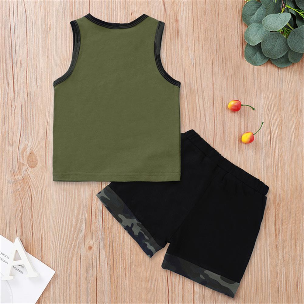 Baby Boys Camo Straight Up Mama's Boy Sleeveless Top & Shorts Baby Wholesale Clothing Suppliers - PrettyKid