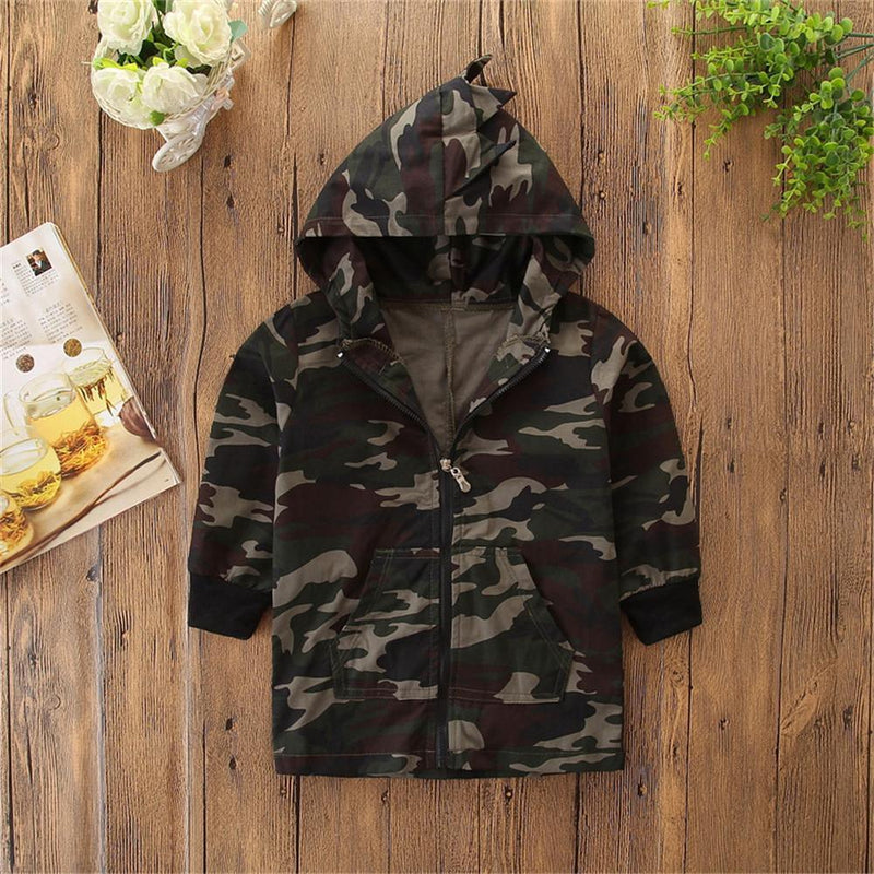 Boys Camo Zipper Hooded Long Sleeve Coat Boy Clothing Wholesale - PrettyKid