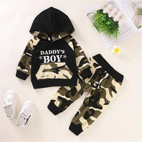 Boys Camouflage Long Sleeve Hooded Tops & Pants - PrettyKid