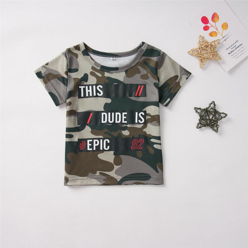 Baby Boys Camouflage Short Sleeve This Dude Is Epic Top & Pants Baby Clothing Distributor - PrettyKid
