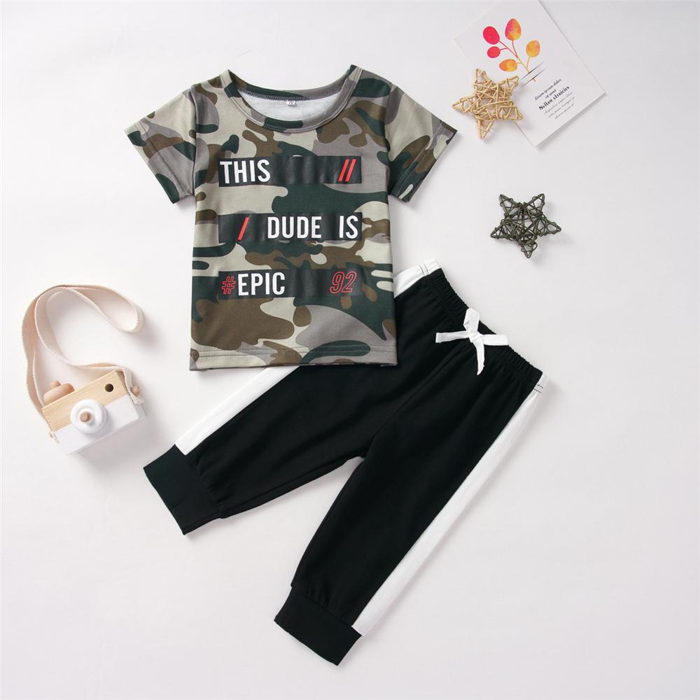 Baby Boys Camouflage Short Sleeve This Dude Is Epic Top & Pants Baby Clothing Distributor - PrettyKid