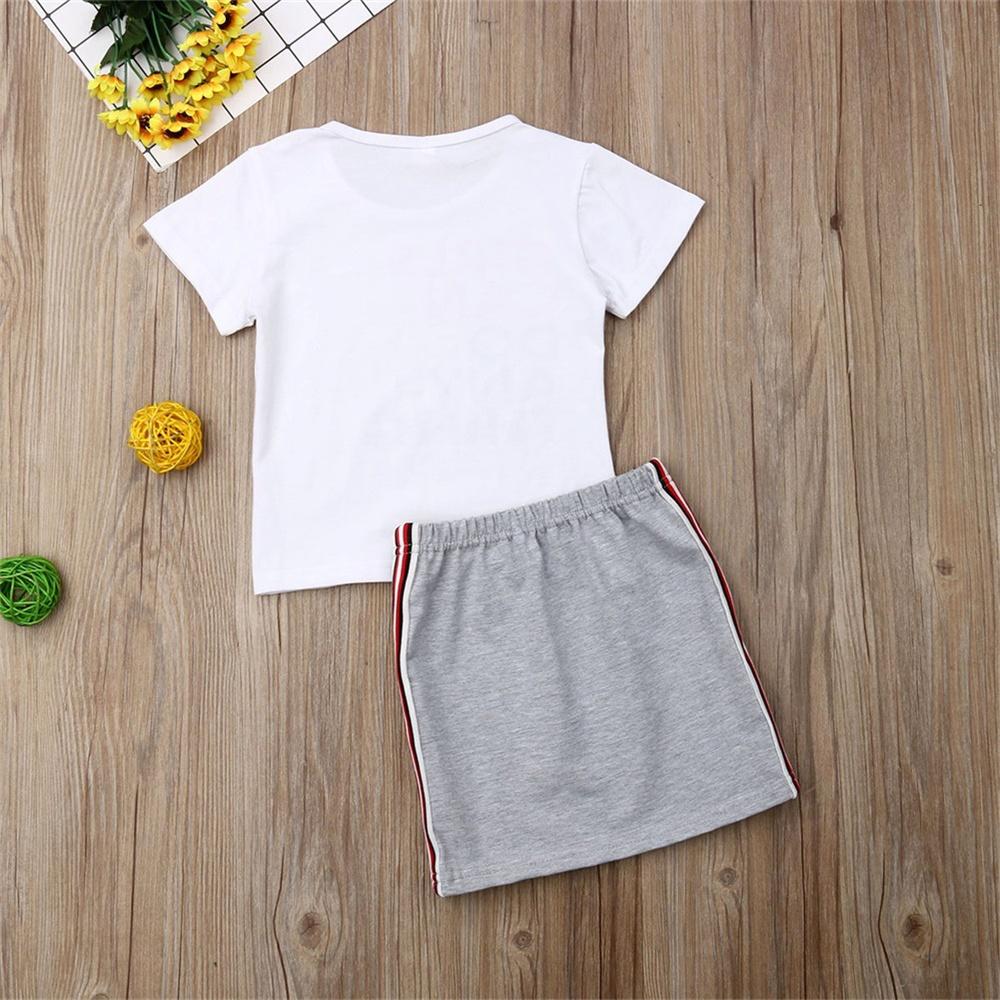 Girls Can Do Anything Printed Short Sleeve Top & Skirt Wholesale Clothing For Girls - PrettyKid