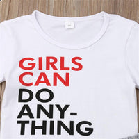 Girls Can Do Anything Printed Short Sleeve Top & Skirt Wholesale Clothing For Girls - PrettyKid