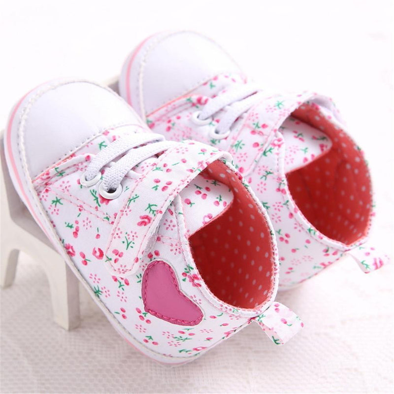 Baby Girls Canvas Floral Magic Tape Casual Sneakers - PrettyKid