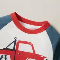 Boys Car Cartoon Letter Print Long Sleeve Tops - PrettyKid