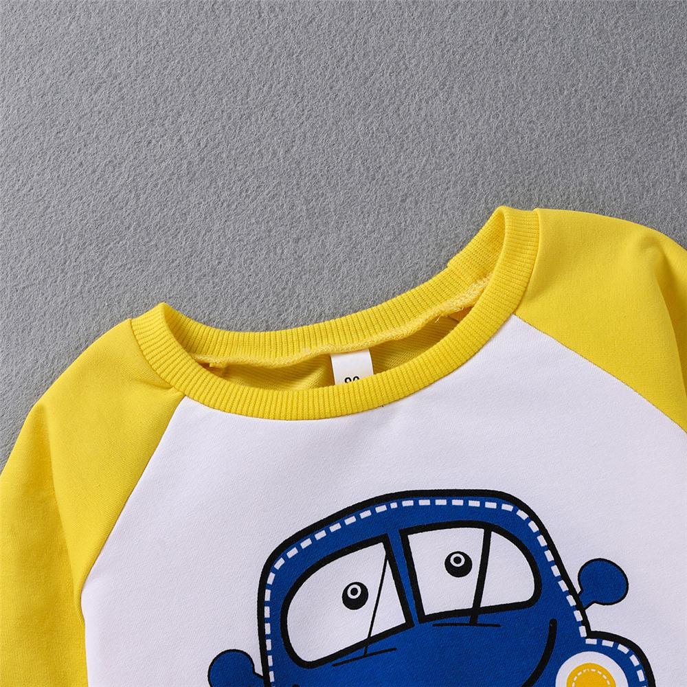 Boys Car Cartoon Long Sleeve Top & Pants Boy Clothing Wholesale - PrettyKid