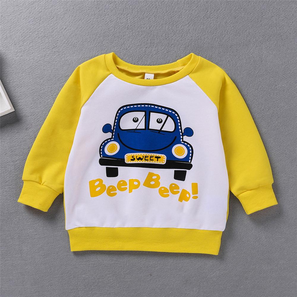 Boys Car Cartoon Long Sleeve Top & Pants Boy Clothing Wholesale - PrettyKid