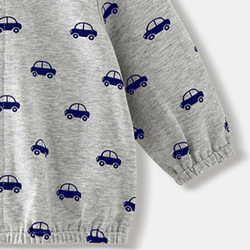 Boys Car Printed Hooded Long Sleeve Jacket Little Boys Wholesale Clothing - PrettyKid