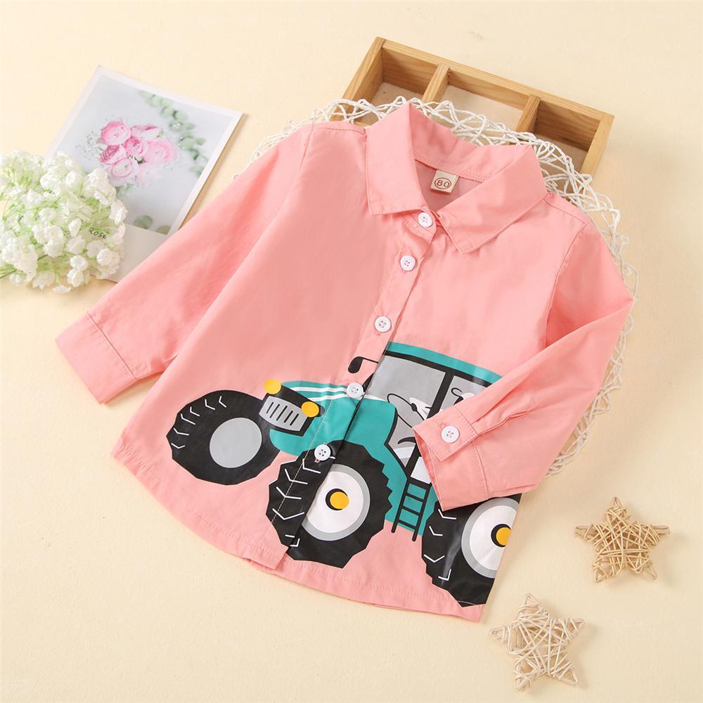 Boys Car Printed Long Sleeve Shirt Wholesale Toddler Boy Clothes - PrettyKid