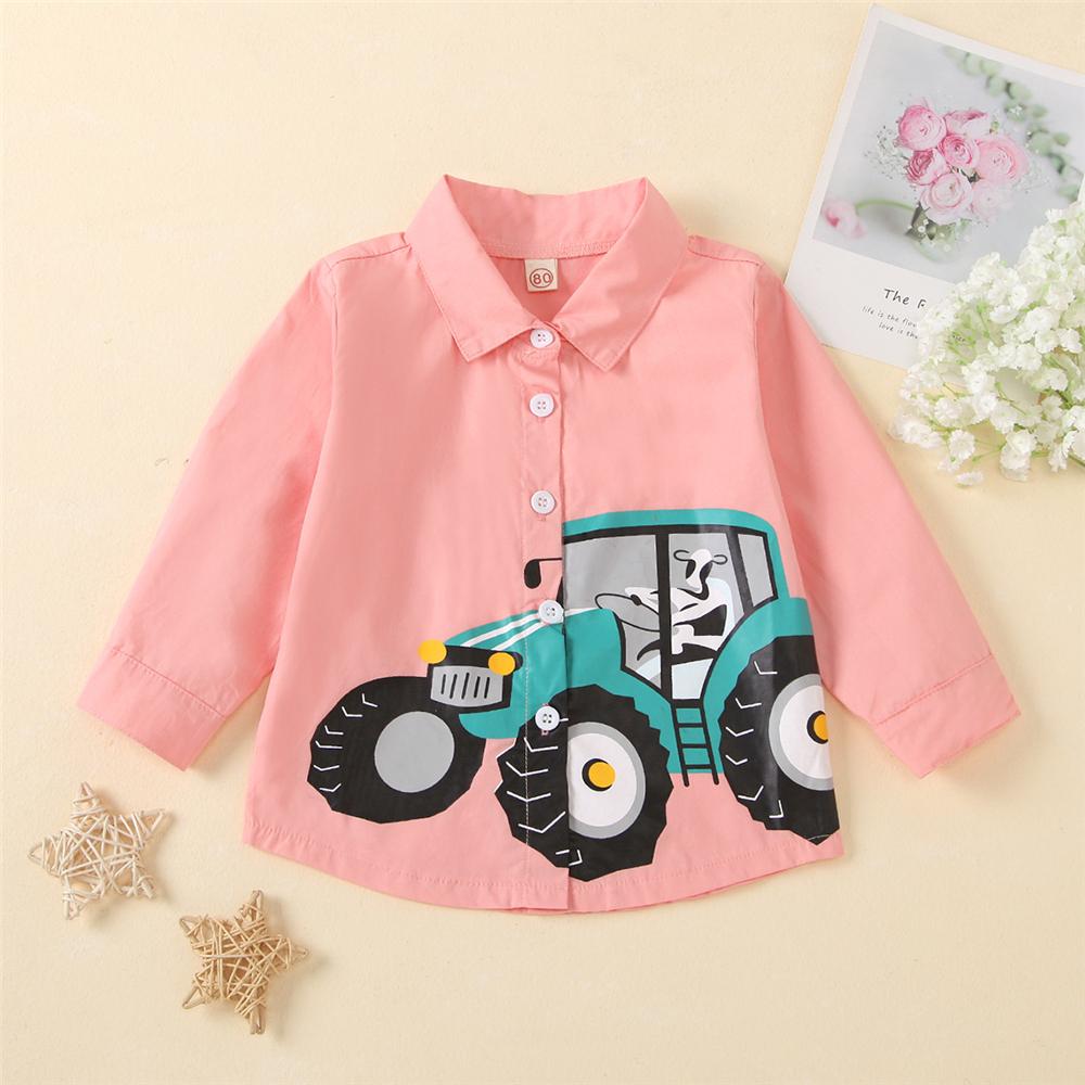 Boys Car Printed Long Sleeve Shirt Wholesale Toddler Boy Clothes - PrettyKid