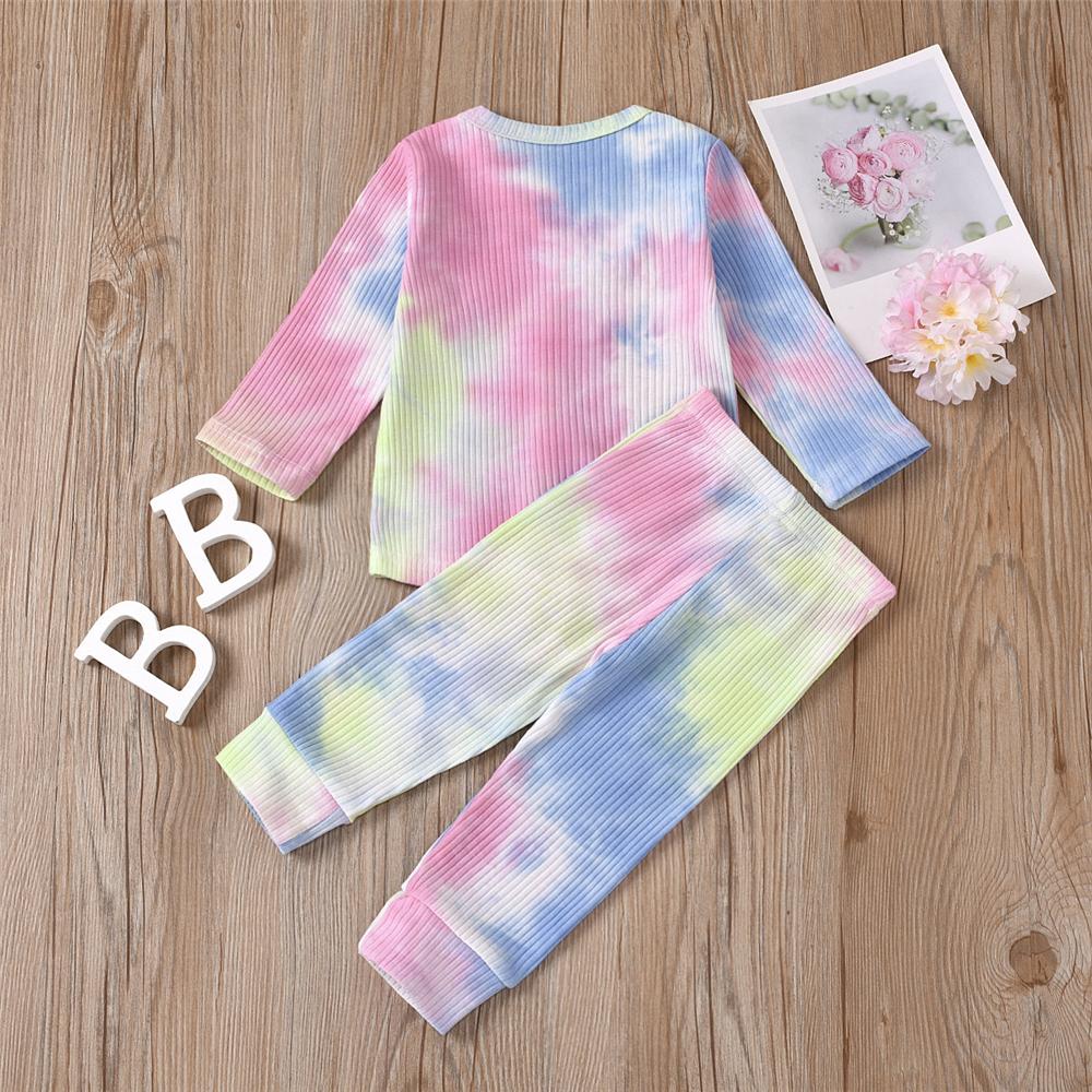 Girls Cardigan Button Tie Dye Top & Pants Wholesale Girls - PrettyKid