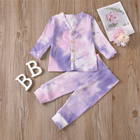 Girls Cardigan Button Tie Dye Top & Pants Wholesale Girls - PrettyKid