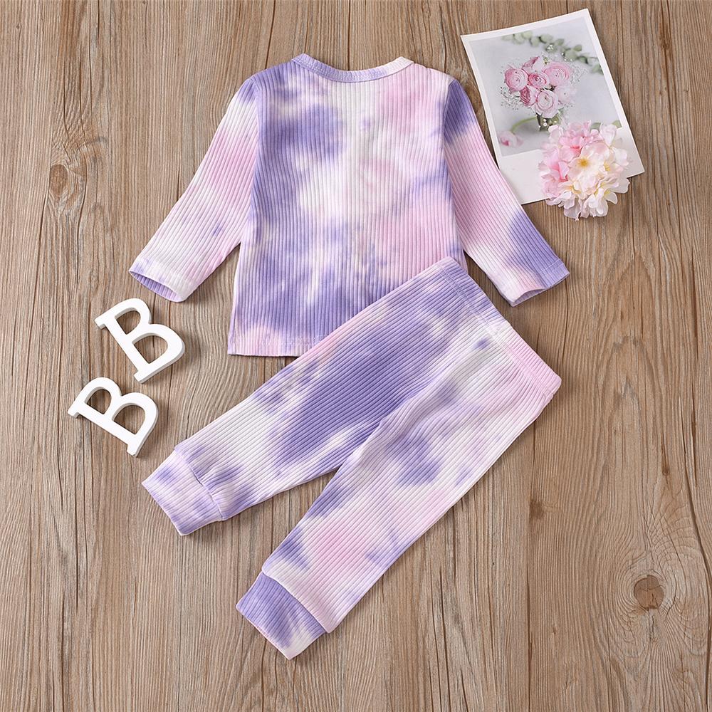 Girls Cardigan Button Tie Dye Top & Pants Wholesale Girls - PrettyKid