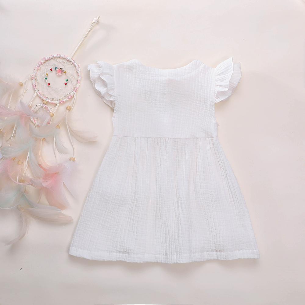 Girls Cardigan Cotton Linen Solid Color Pocket Dress Wholesale Girl Clothing - PrettyKid