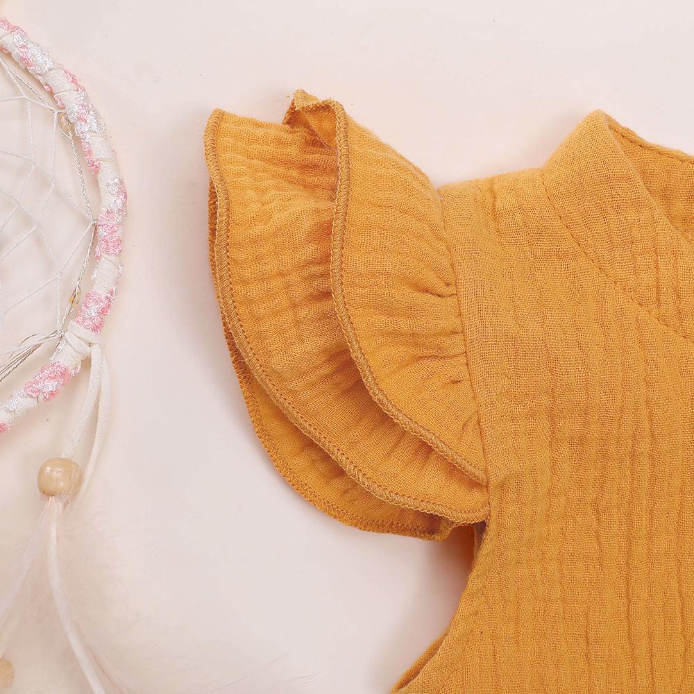 Girls Cardigan Cotton Linen Solid Color Pocket Dress Wholesale Girl Clothing - PrettyKid