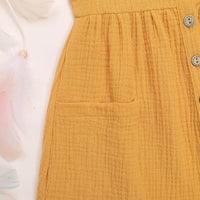Girls Cardigan Cotton Linen Solid Color Pocket Dress Wholesale Girl Clothing - PrettyKid